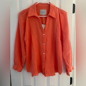 New! Rails Lo shirt button down cotton blouse size small papaya